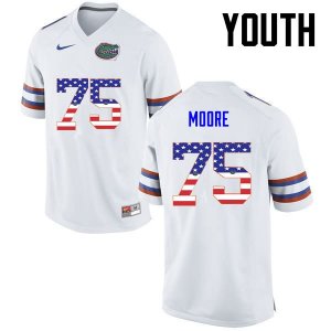 Youth Florida Gators #75 TJ Moore NCAA Nike White USA Flag Fashion Authentic Stitched College Football Jersey LED2462CM